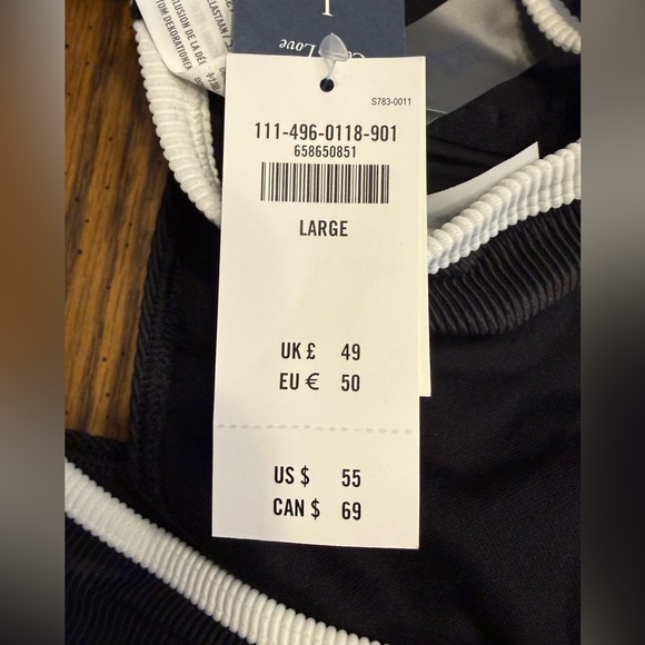 Abercrombie & Fitch Curve Love Ribbed Bikini Set Black White NWT L - Picture 5 of 6